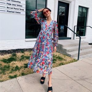 In Bloom Blue Floral Dress Size M